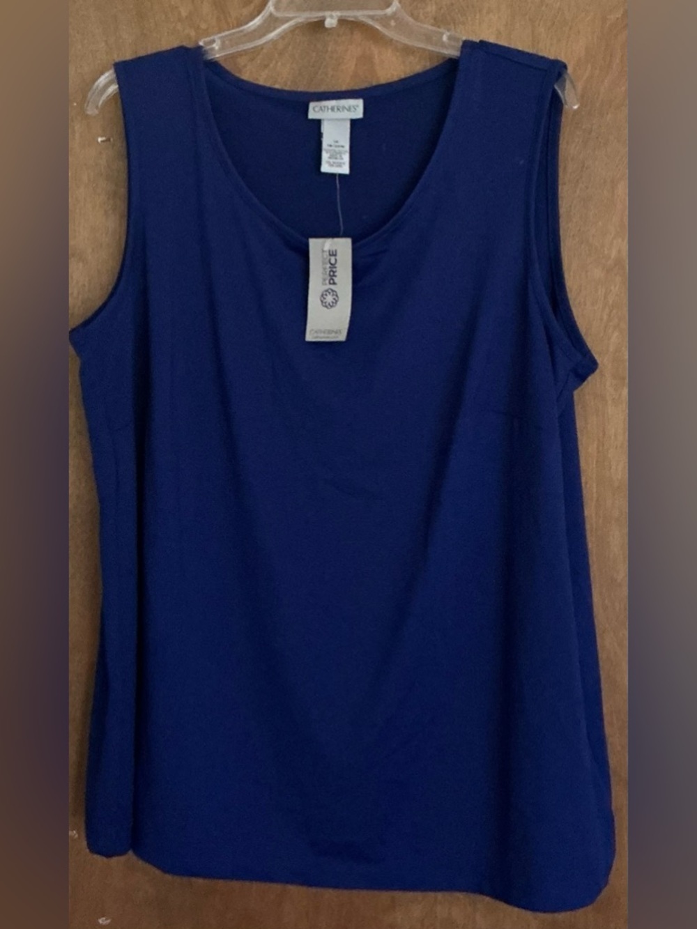 NWT Catherines Women Pullover Sleevless Blue Top 1X (18/20W) Good for layering